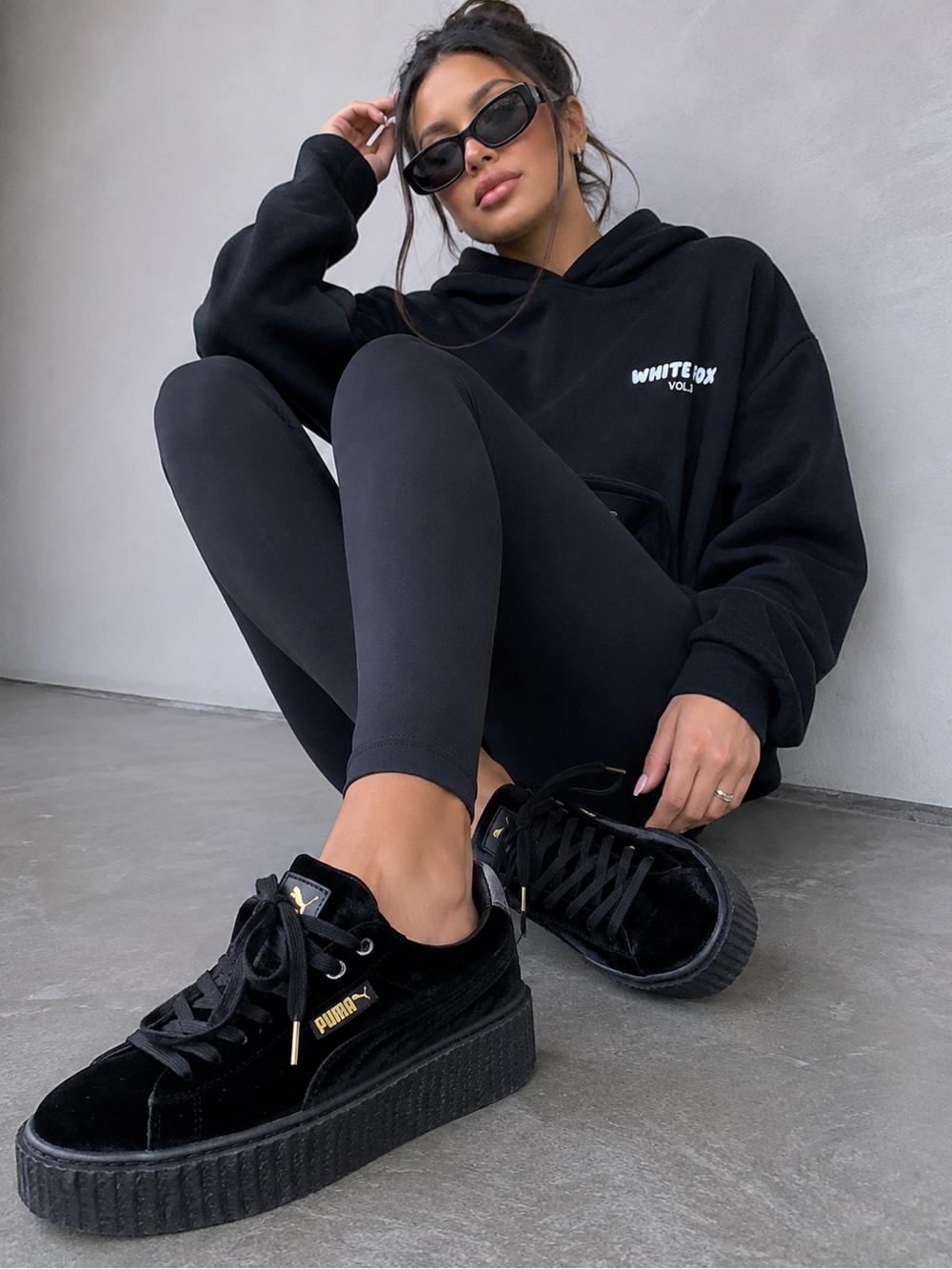 🖤 Puma x Rihanna Fenty Black Velvet Platform Sneakers size 6